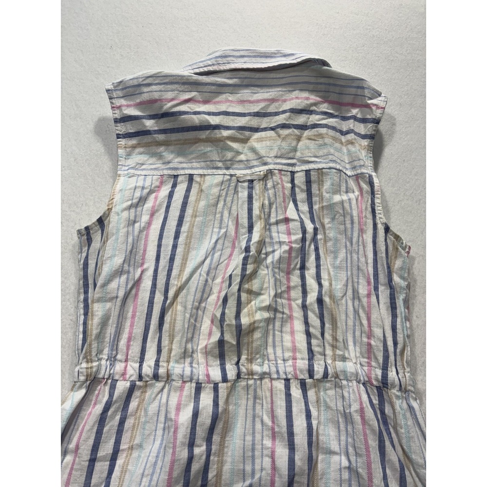 Time And Tru Womens M Multicolor Stripe Sleeveless Button Shirt Dress - Picture 6 of 10